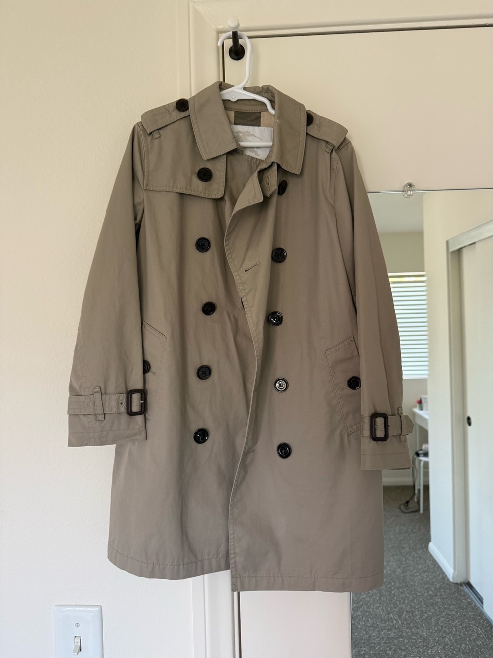 Burberry Men's Khaki Double-Breasted Trench Coat